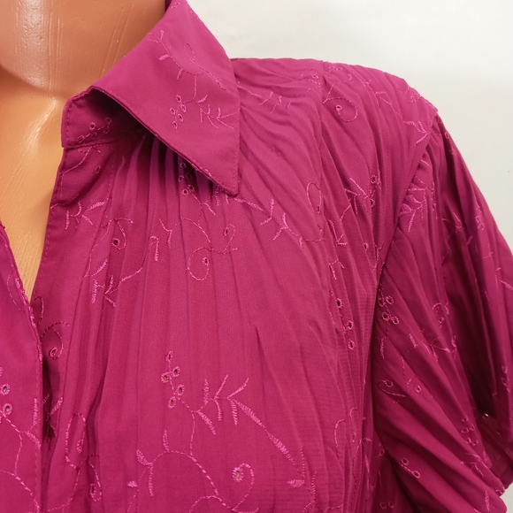 1X East 5th button down blouse top fuschia pink - Picture 6 of 9